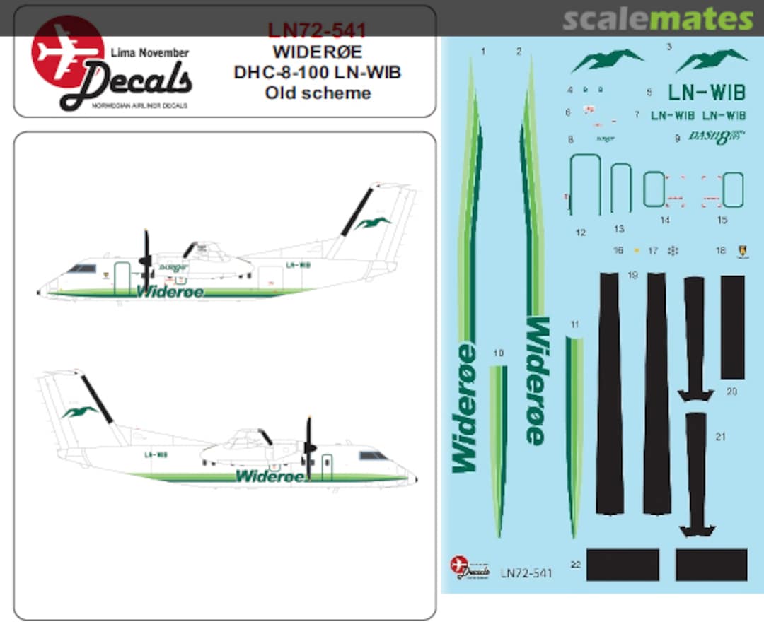 Boxart Widerøe DHC-8-100 old cs ln72-541 Lima November Decals Boxart Widerøe DHC-8-100 old cs ln72-541 Lima November Decals