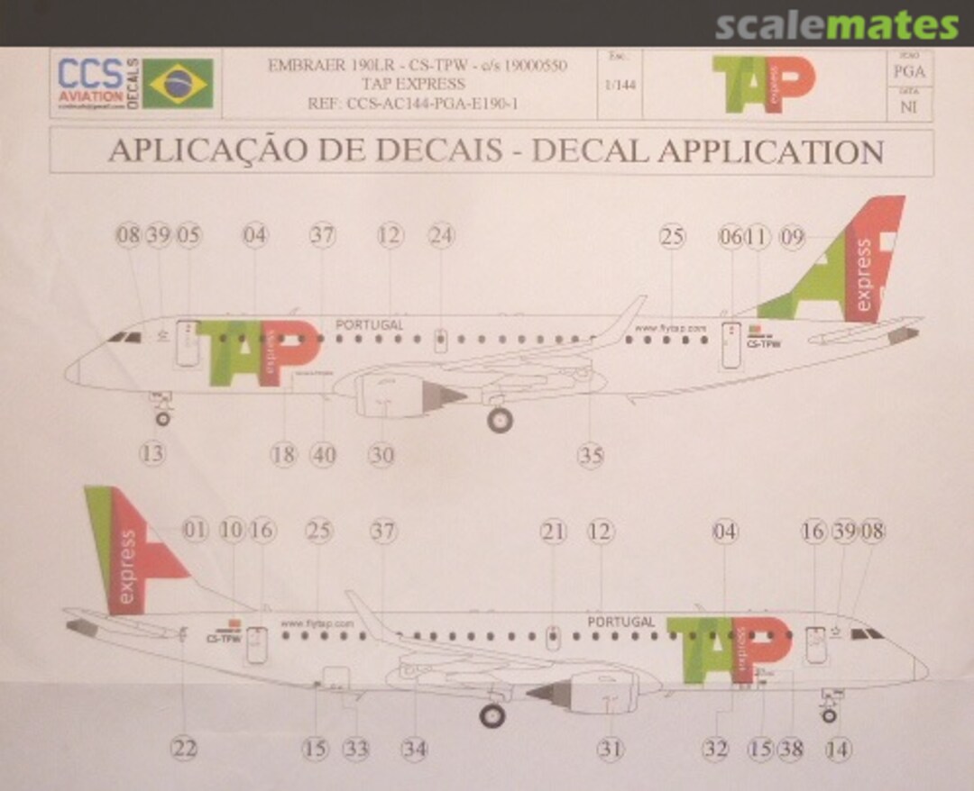 Boxart EMBRAER 190LR CCS-AC144-PGA-E190-1 CCS Aviation Decals Boxart EMBRAER 190LR CCS-AC144-PGA-E190-1 CCS Aviation Decals