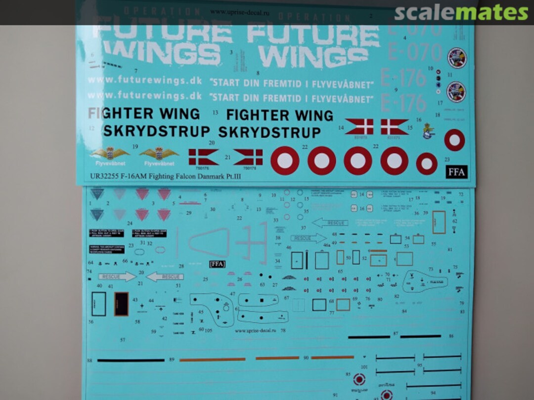Contents F-16AM Fighting Falcon Danmark Pt.III with stencils, removable film FFA UR32255 UpRise Decal Contents F-16AM Fighting Falcon Danmark Pt.III with stencils, removable film FFA UR32255 UpRise Decal