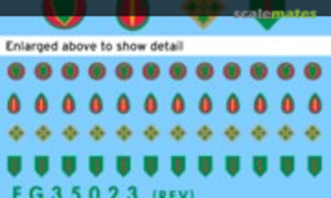 1:35 US Infantry Division Uniform Patches 1st, 4th, 24th and 63rd (Archer FG35023) FG35023