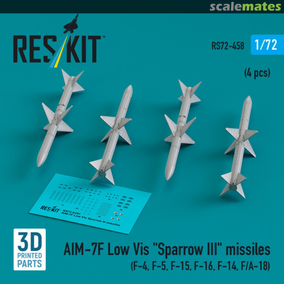 Boxart AIM-7F Low Vis Sparrow III missiles (4 pcs) RS72-0458 ResKit Boxart AIM-7F Low Vis Sparrow III missiles (4 pcs) RS72-0458 ResKit