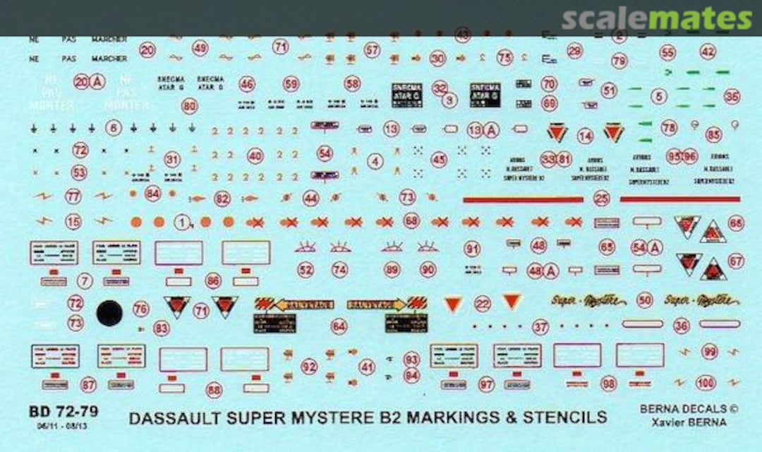 Boxart Dassault Super Mystere B.2 Marking & stencils BD 72-79 Berna Decals Boxart Dassault Super Mystere B.2 Marking & stencils BD 72-79 Berna Decals