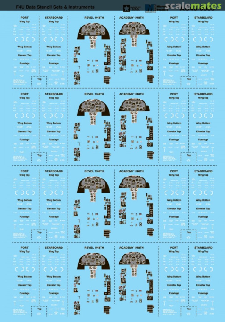 Boxart F4U Data Stencil Sets & Instruments AC48-0063 Microscale