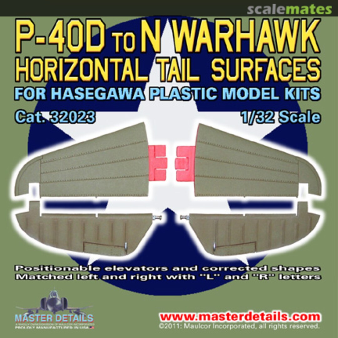 Boxart P-40D to N Warhawk (Kittyhawk) Horizontal tail surfaces 32023 Master Details