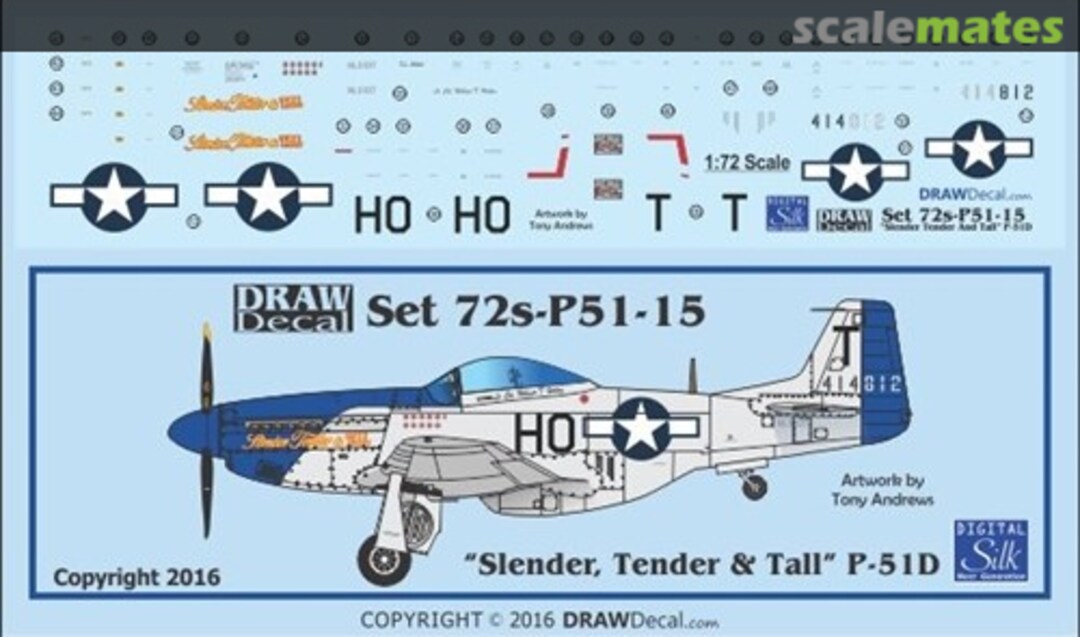 Boxart "Slender, Tender And Tall" P-51D 72-P51-15 Draw Decal Boxart "Slender, Tender And Tall" P-51D 72-P51-15 Draw Decal