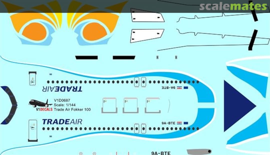 Boxart Trade Air Fokker F-100 V1D0687-144 V1 Decals Boxart Trade Air Fokker F-100 V1D0687-144 V1 Decals
