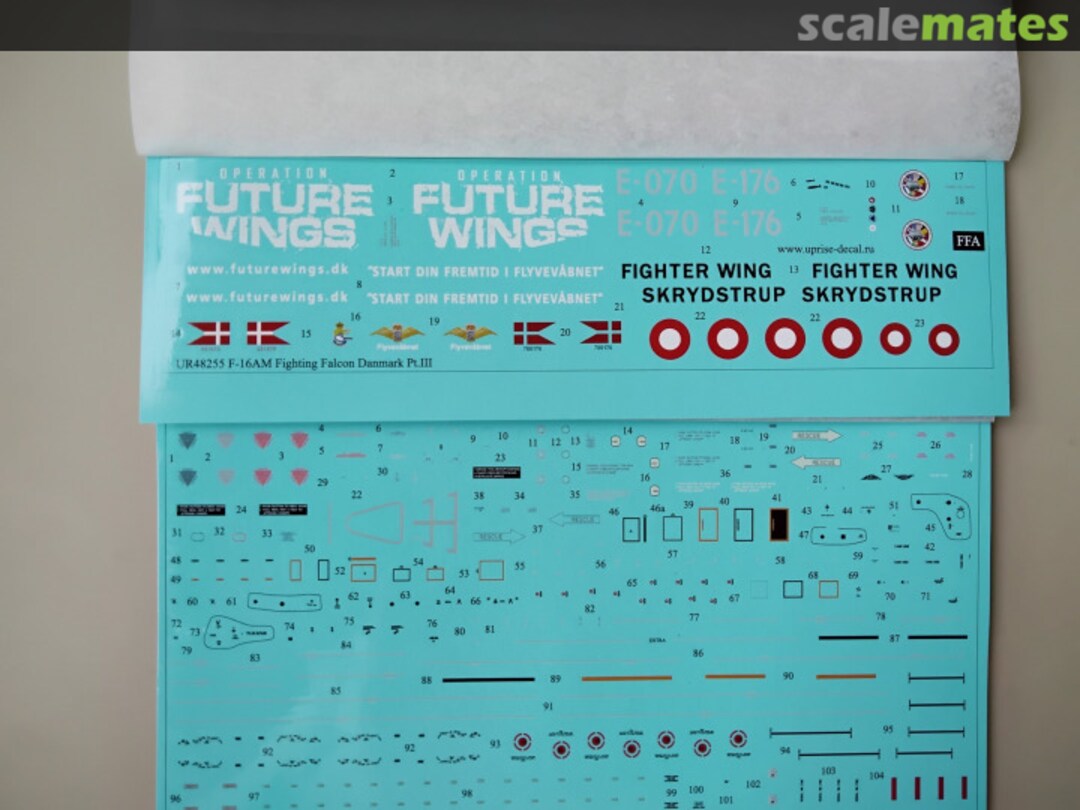 Contents F-16AM Fighting Falcon Danmark Pt.III with stencils, removable film FFA UR48255 UpRise Decal Contents F-16AM Fighting Falcon Danmark Pt.III with stencils, removable film FFA UR48255 UpRise Decal