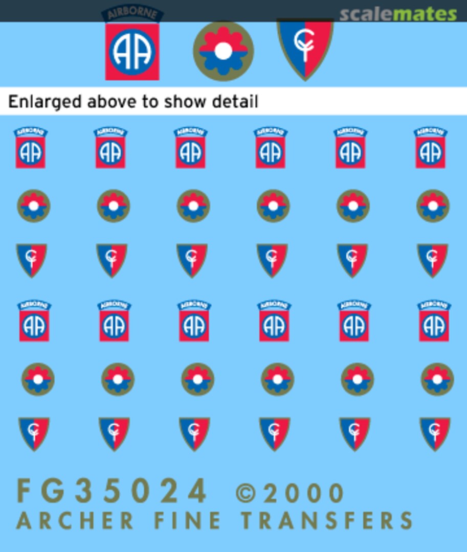 Boxart US Army Division Uniform Patches 9th and 38th Infantry and 8 FG35024(rev) Archer