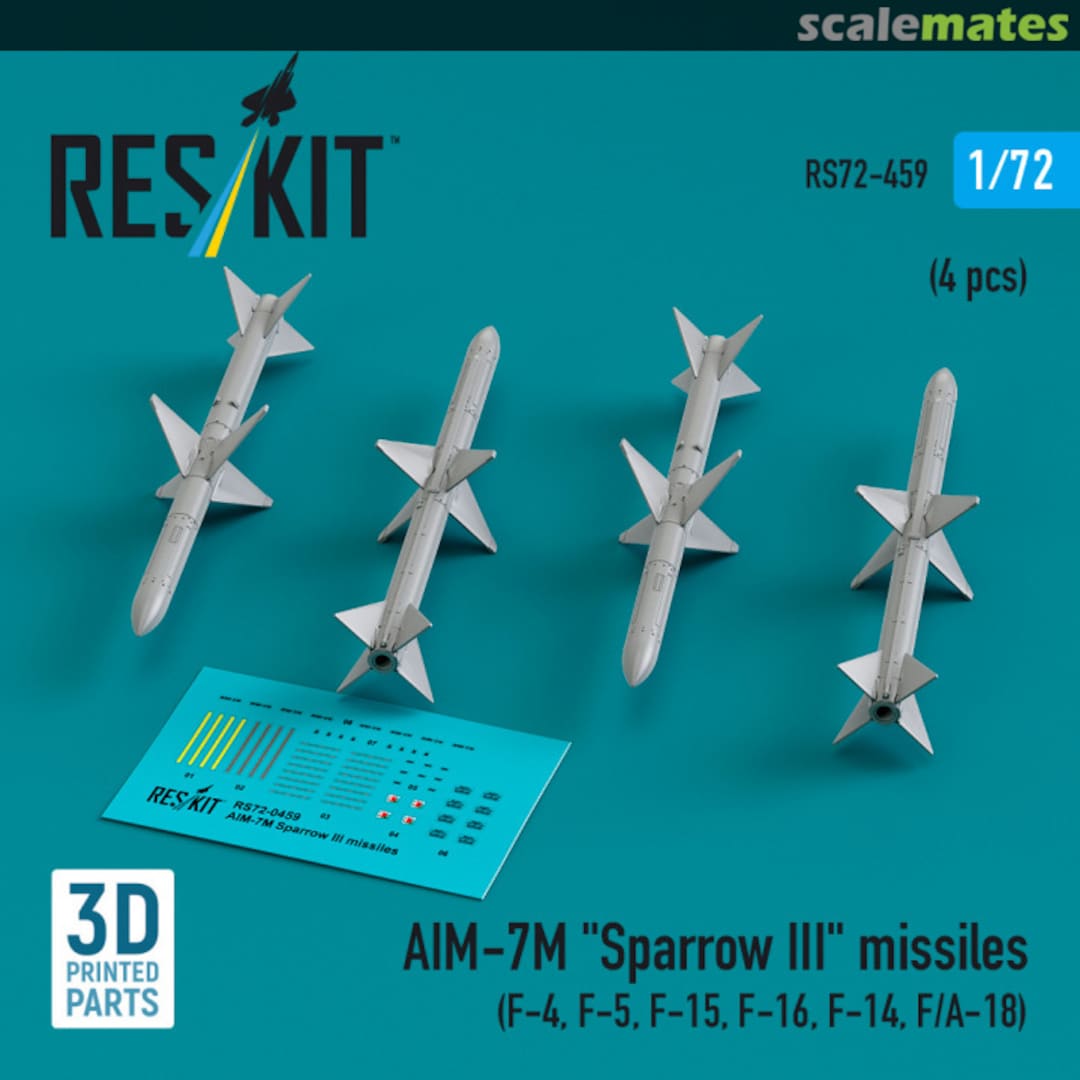 Boxart AIM-7M Sparrow III missiles (4 pcs) RS72-0459 ResKit