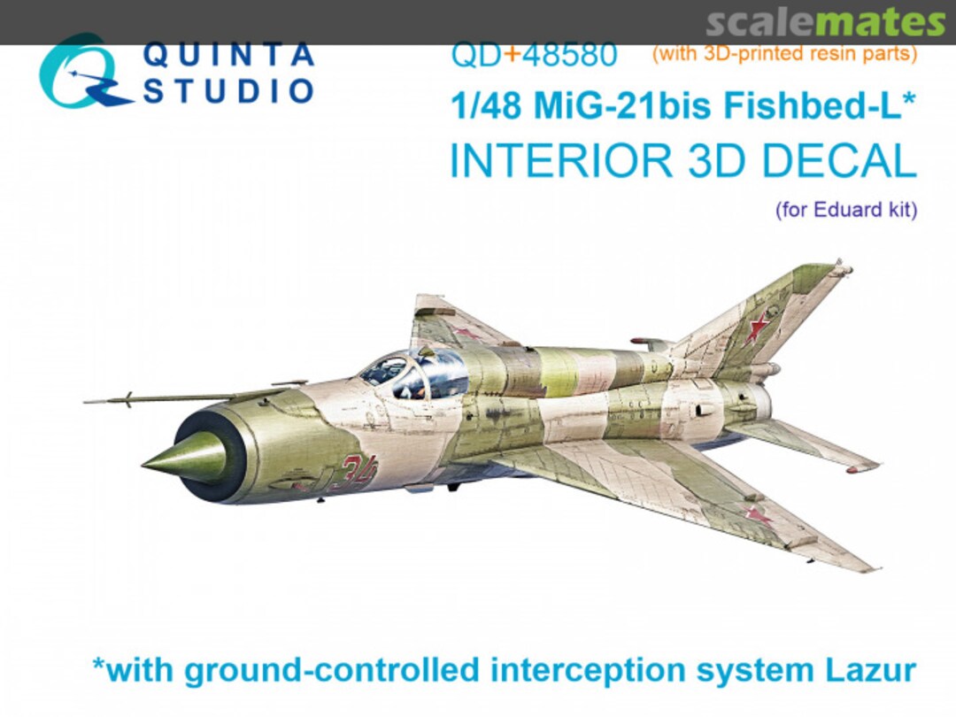 Boxart MiG-21bis Fishbed-L interior 3D decals (with 3D-printed resin parts) QD+48580 Quinta Studio Boxart MiG-21bis Fishbed-L interior 3D decals (with 3D-printed resin parts) QD+48580 Quinta Studio