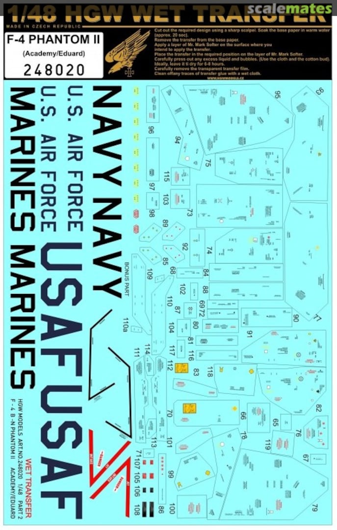 Contents F-4 Phantom II stencil set 248020 HGW Models Contents F-4 Phantom II stencil set 248020 HGW Models