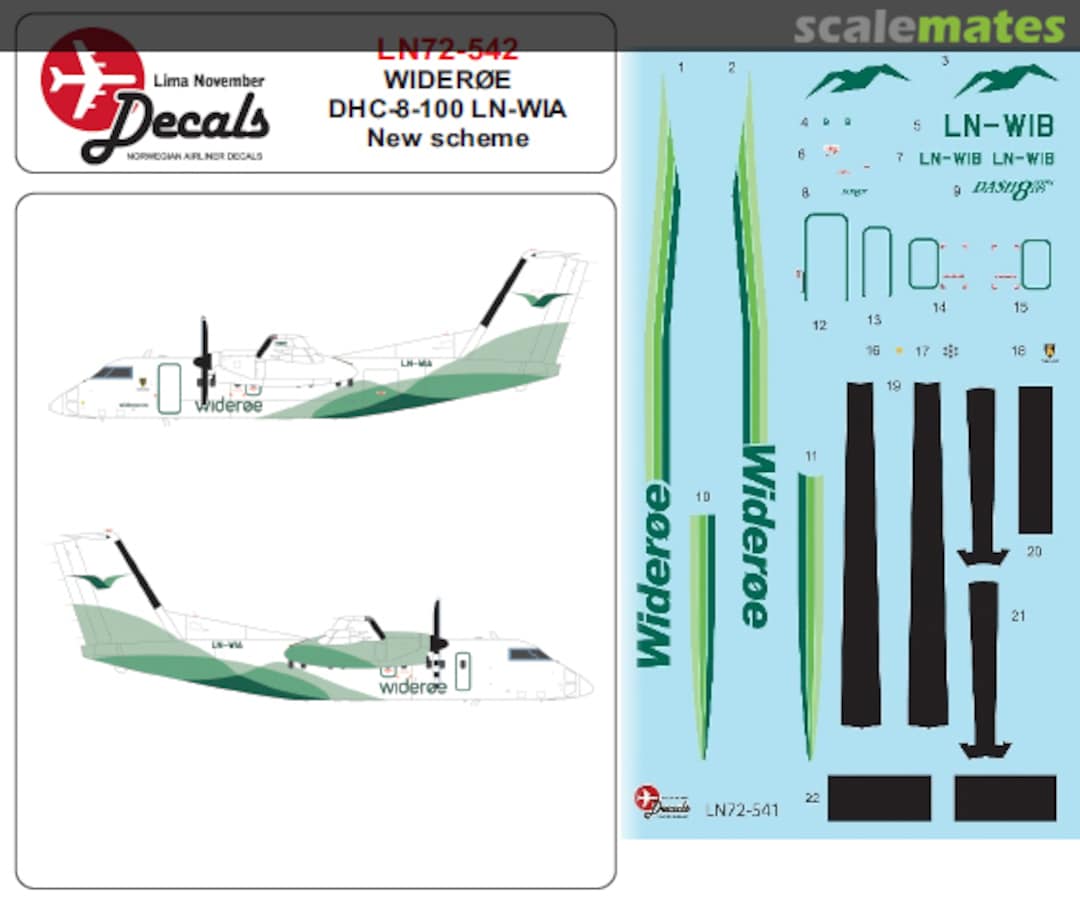 Boxart Widerøe DHC-8-100 new cs LN72-542 Lima November Decals Boxart Widerøe DHC-8-100 new cs LN72-542 Lima November Decals
