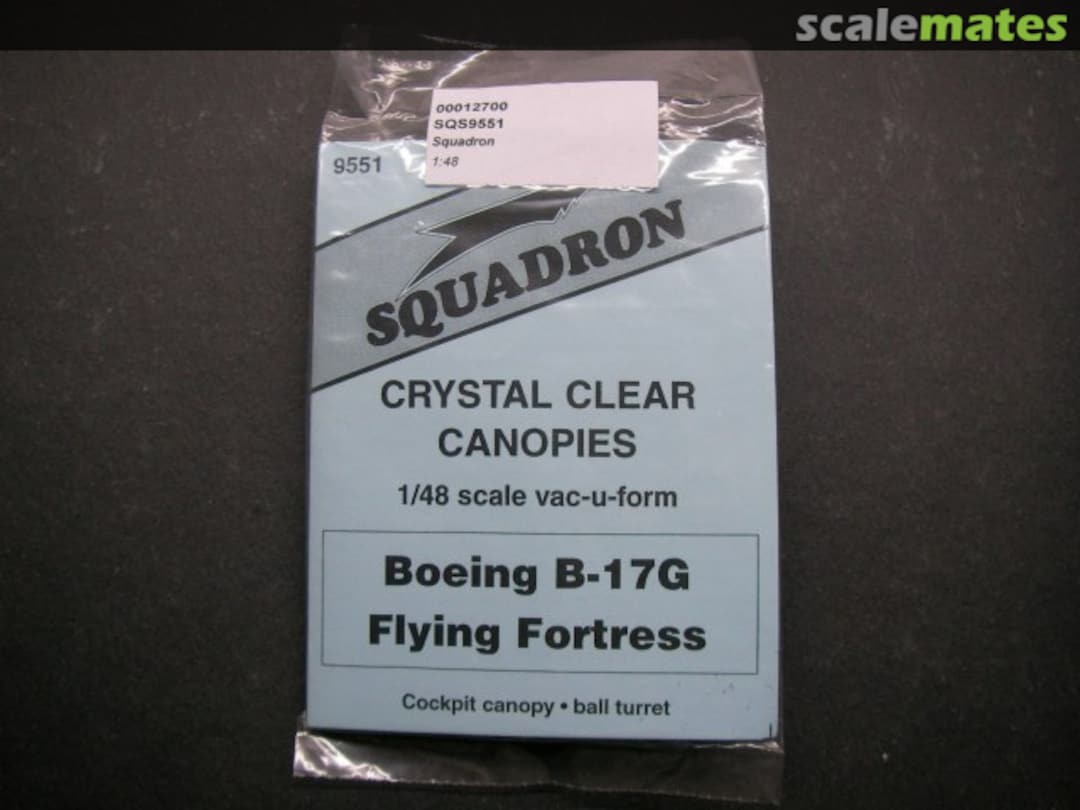 Boxart Boeing B-17G Flying Fortress - Crystal Clear Canopies Pt.I 9551 Squadron Boxart Boeing B-17G Flying Fortress - Crystal Clear Canopies Pt.I 9551 Squadron