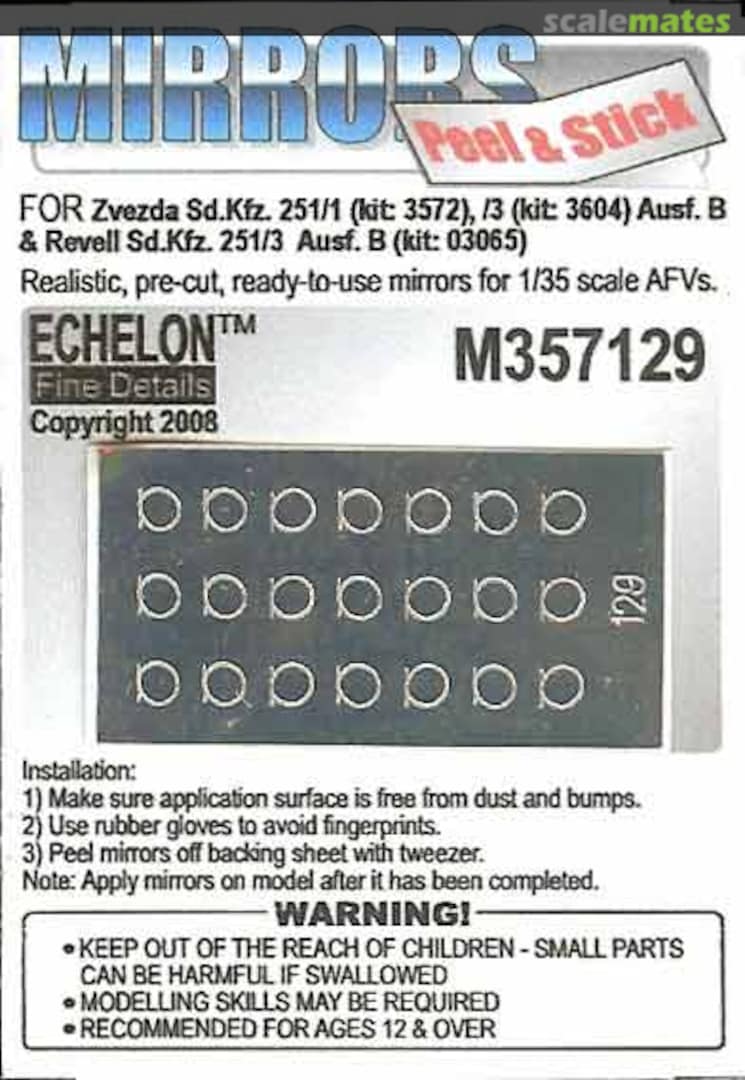 Boxart Sd. Kfz.251 Ausf. B Mirrors ~Zvezda/Revell~ M357129 Echelon Fine Details Boxart Sd. Kfz.251 Ausf. B Mirrors ~Zvezda/Revell~ M357129 Echelon Fine Details