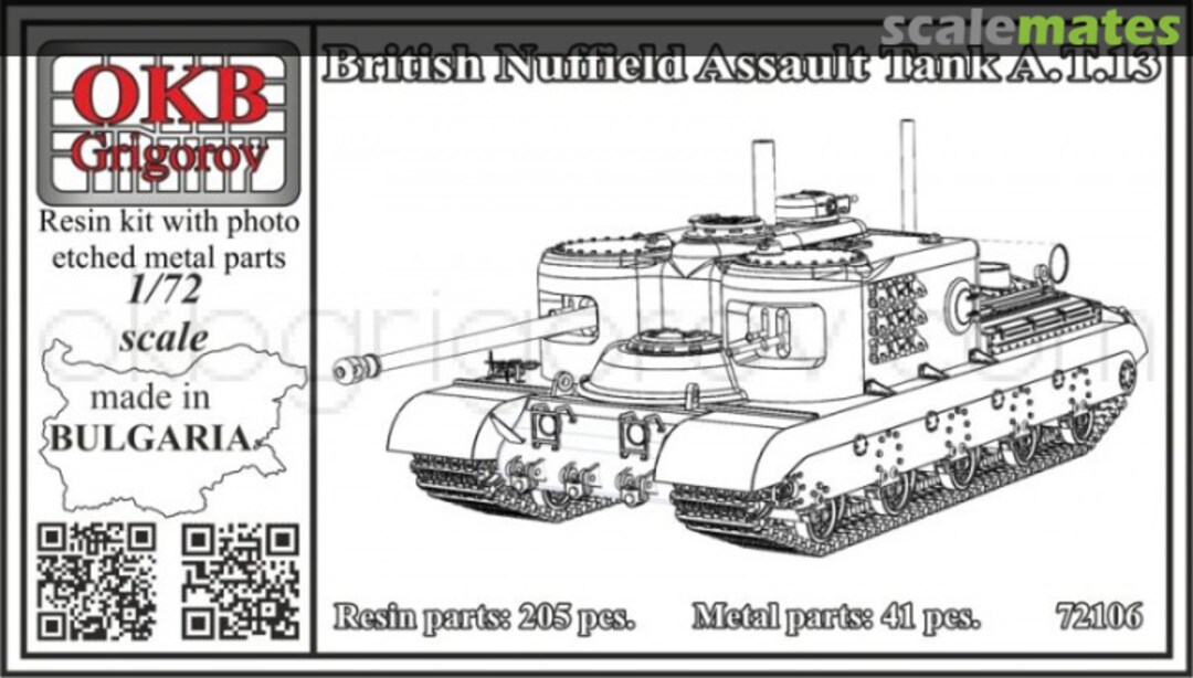 Boxart British Nuffield Assault Tank A.T.13 V72106 OKB Grigorov Boxart British Nuffield Assault Tank A.T.13 V72106 OKB Grigorov