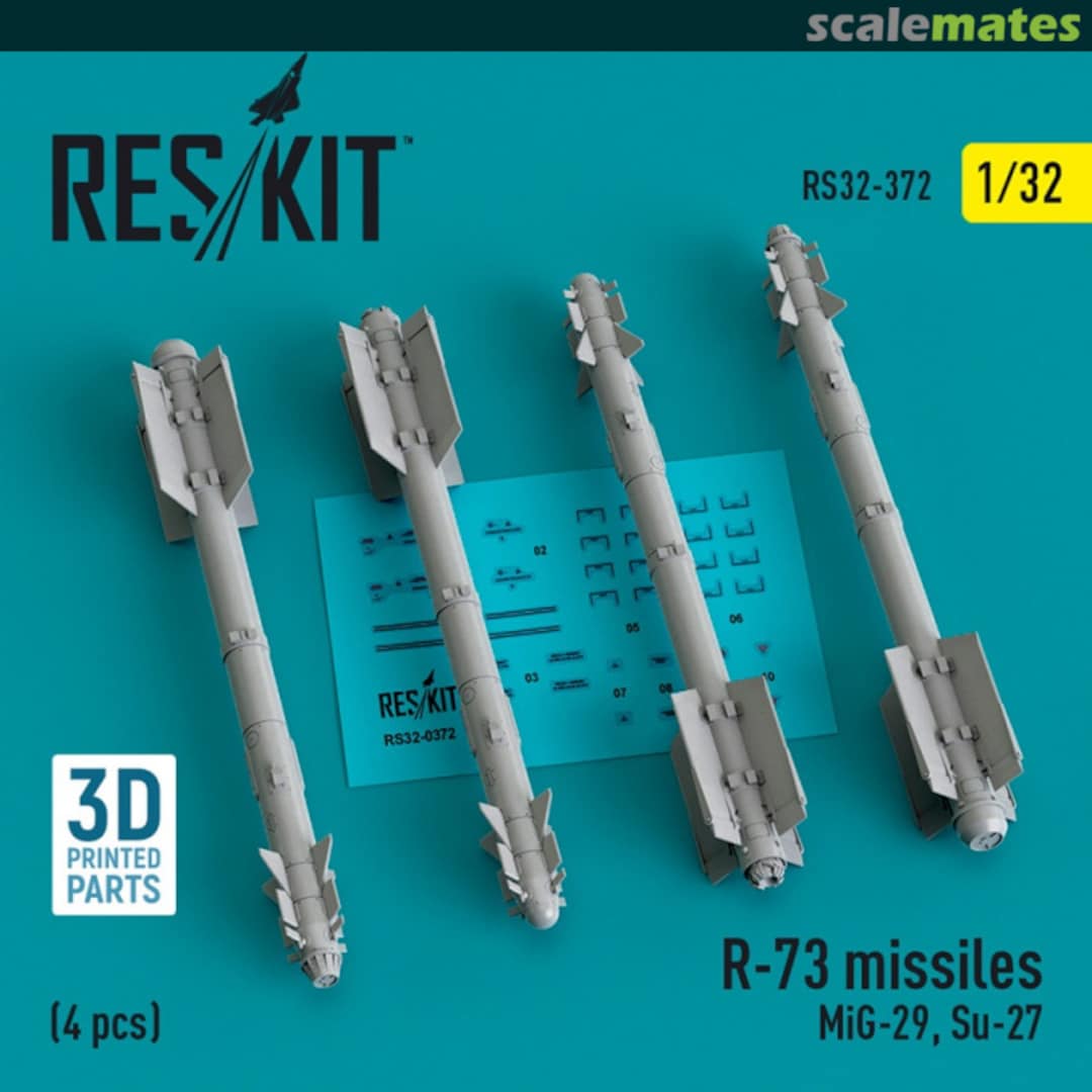 Boxart R-73 missiles (4 pcs) (3D Printed) RS32-0372 ResKit Boxart R-73 missiles (4 pcs) (3D Printed) RS32-0372 ResKit