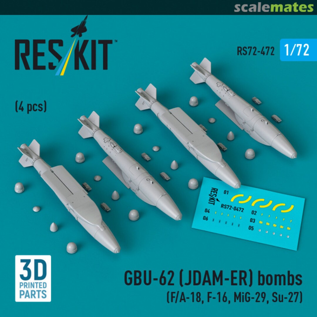 Boxart GBU-62 (JDAM-ER) bombs (4 pcs) RS72-0472 ResKit Boxart GBU-62 (JDAM-ER) bombs (4 pcs) RS72-0472 ResKit
