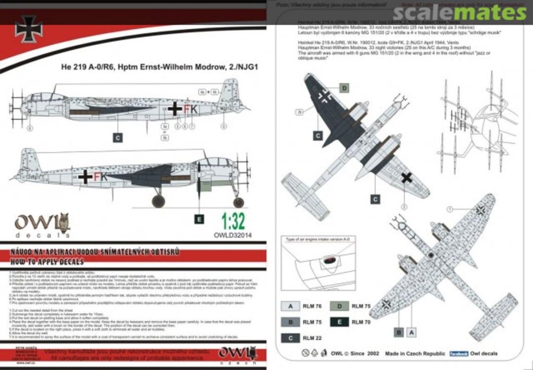 Boxart He 219 A-0/R6, W.Nr. 190012, G9+FK, 2. NJG 1 32014 OWL