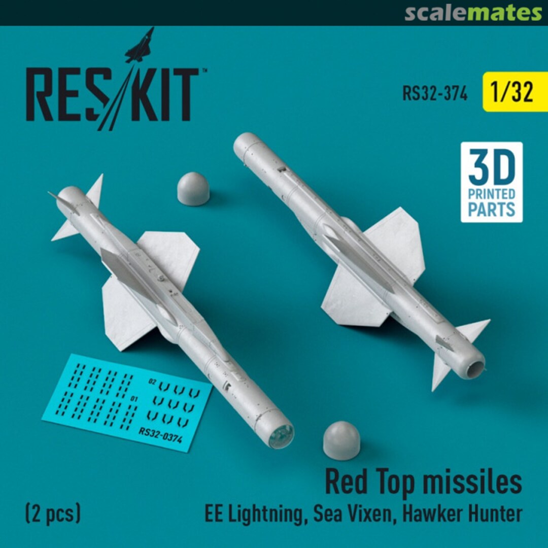 Boxart Red Top missiles (2 pcs) (3D Printed) RS32-0374 ResKit Boxart Red Top missiles (2 pcs) (3D Printed) RS32-0374 ResKit