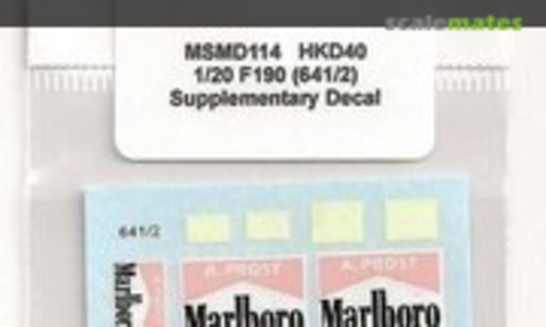 1:20 Ferrari F190 Supplementary decal for Fujimi (MSM Creation MSMD114) MSMD114