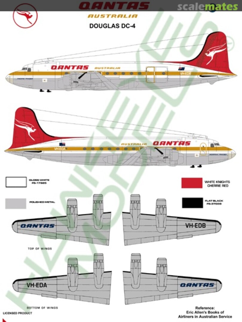 Boxart Qantas, Douglas DC-4, 1970's scheme CDS-083 Hawkeye Models Boxart Qantas, Douglas DC-4, 1970's scheme CDS-083 Hawkeye Models
