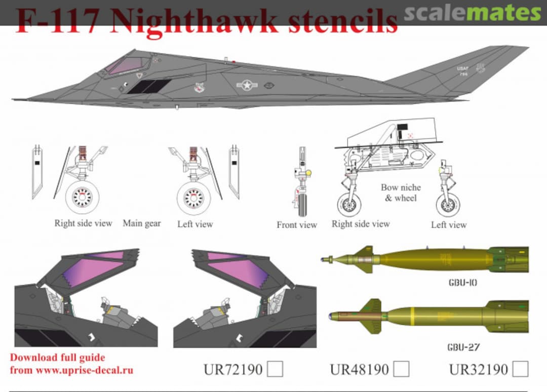 Boxart F-117A Nighthawk stencils UR32190 UpRise Decal Boxart F-117A Nighthawk stencils UR32190 UpRise Decal