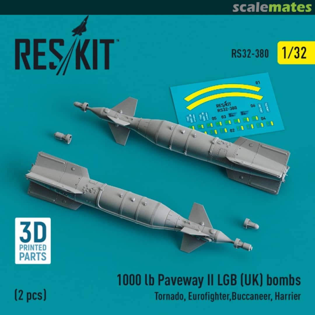 Boxart 1000 lb Paveway II LGB (UK) bombs (2 pcs) (3D Printed) RS32-0380 ResKit Boxart 1000 lb Paveway II LGB (UK) bombs (2 pcs) (3D Printed) RS32-0380 ResKit