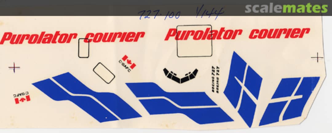 Boxart Purolator Courier 727-100 dpur7214 Atlantic Models Boxart Purolator Courier 727-100 dpur7214 Atlantic Models