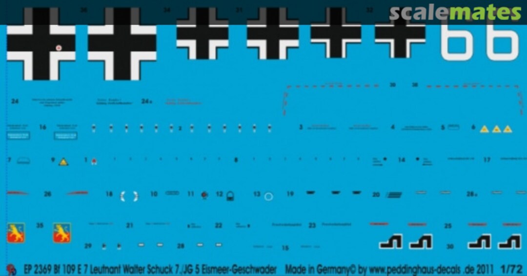 Boxart Bf 109 E-7 Lt. Walter Schuck 7./JG 5 Eismeer Geschwader EP 2369 Peddinghaus-Decals Boxart Bf 109 E-7 Lt. Walter Schuck 7./JG 5 Eismeer Geschwader EP 2369 Peddinghaus-Decals