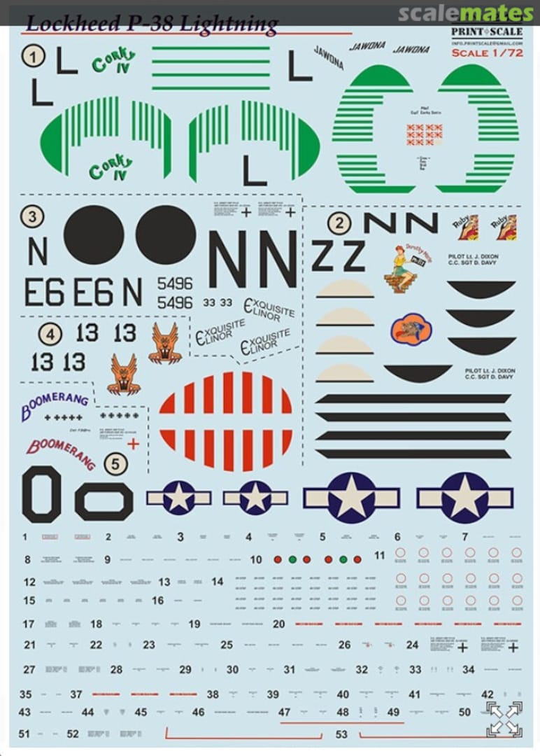 Boxart Lockheed P38 Lightning 72-498 Print Scale