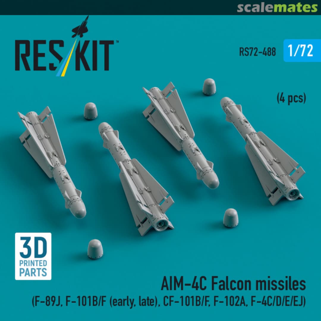Boxart AIM-4C Falcon missiles (4 pcs) RS72-0488 ResKit Boxart AIM-4C Falcon missiles (4 pcs) RS72-0488 ResKit