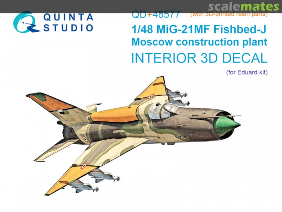 Boxart MiG-21MF Fishbed-J (Moscow plant) interior 3D decals (with 3D-printed resin parts) QD+48577 Quinta Studio