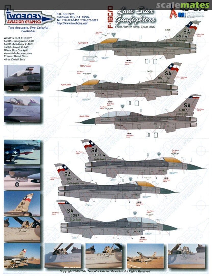 Boxart F-16C/D Lone Star Gunfighters 48-076 TwoBobs Aviation Graphics Boxart F-16C/D Lone Star Gunfighters 48-076 TwoBobs Aviation Graphics