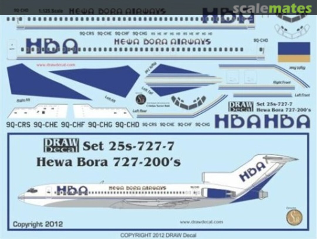 Boxart Hewa Bora 727-200s 25-727-7 Draw Decal Boxart Hewa Bora 727-200s 25-727-7 Draw Decal