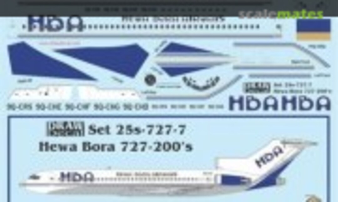 1:125 Hewa Bora 727-200s (Draw Decal 25-727-7) 25-727-7