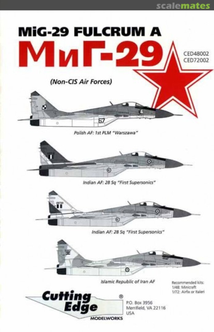 Boxart MiG-29 Fulcrum A CED72002 Cutting Edge Modelworks Boxart MiG-29 Fulcrum A CED72002 Cutting Edge Modelworks