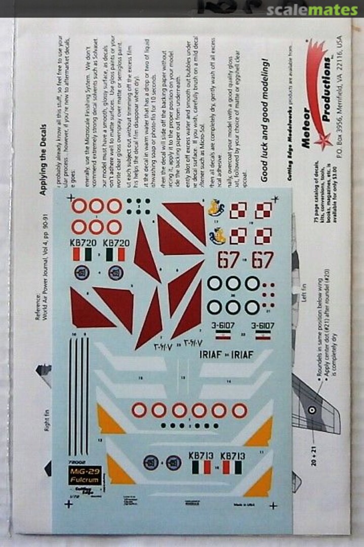 Contents MiG-29 Fulcrum A CED72002 Cutting Edge Modelworks Contents MiG-29 Fulcrum A CED72002 Cutting Edge Modelworks