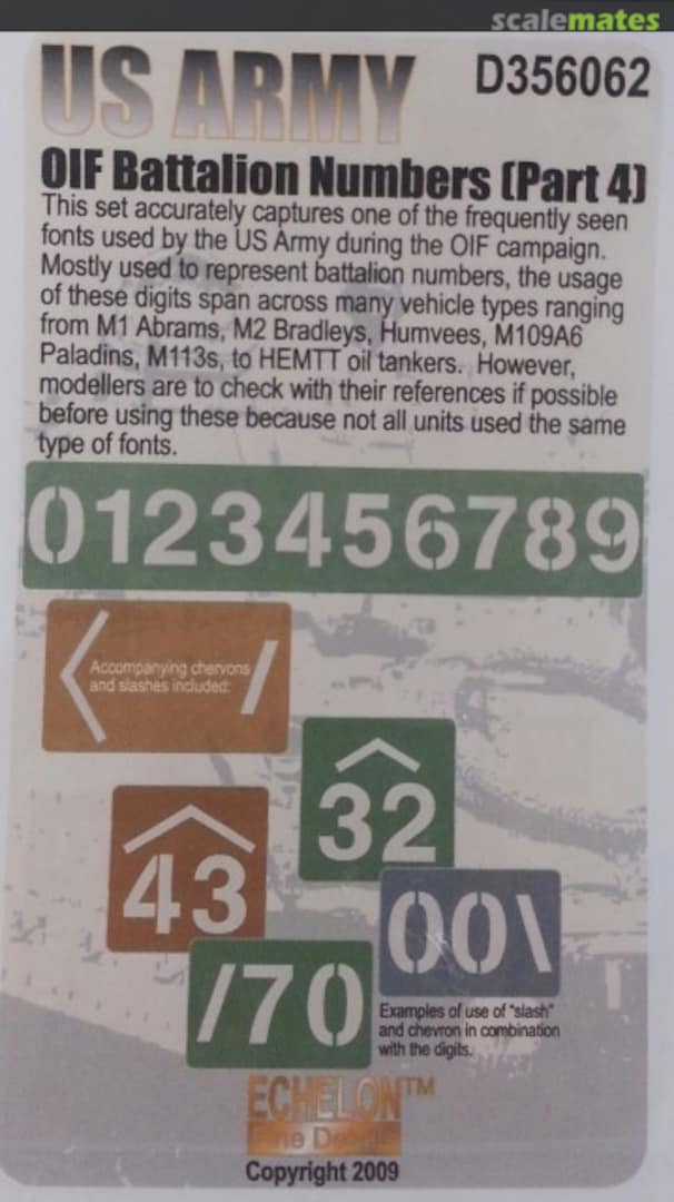 Boxart US Army OIF Battalion Numbers (Part 4) D356062 Echelon Fine Details Boxart US Army OIF Battalion Numbers (Part 4) D356062 Echelon Fine Details
