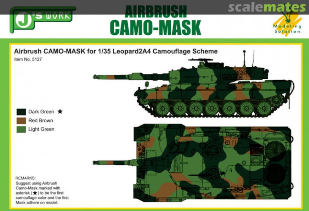 Boxart Airbrush Camo-Mask for Leopard 2 A4 Camouflage Scheme PPA5127 J's Work Boxart Airbrush Camo-Mask for Leopard 2 A4 Camouflage Scheme PPA5127 J's Work