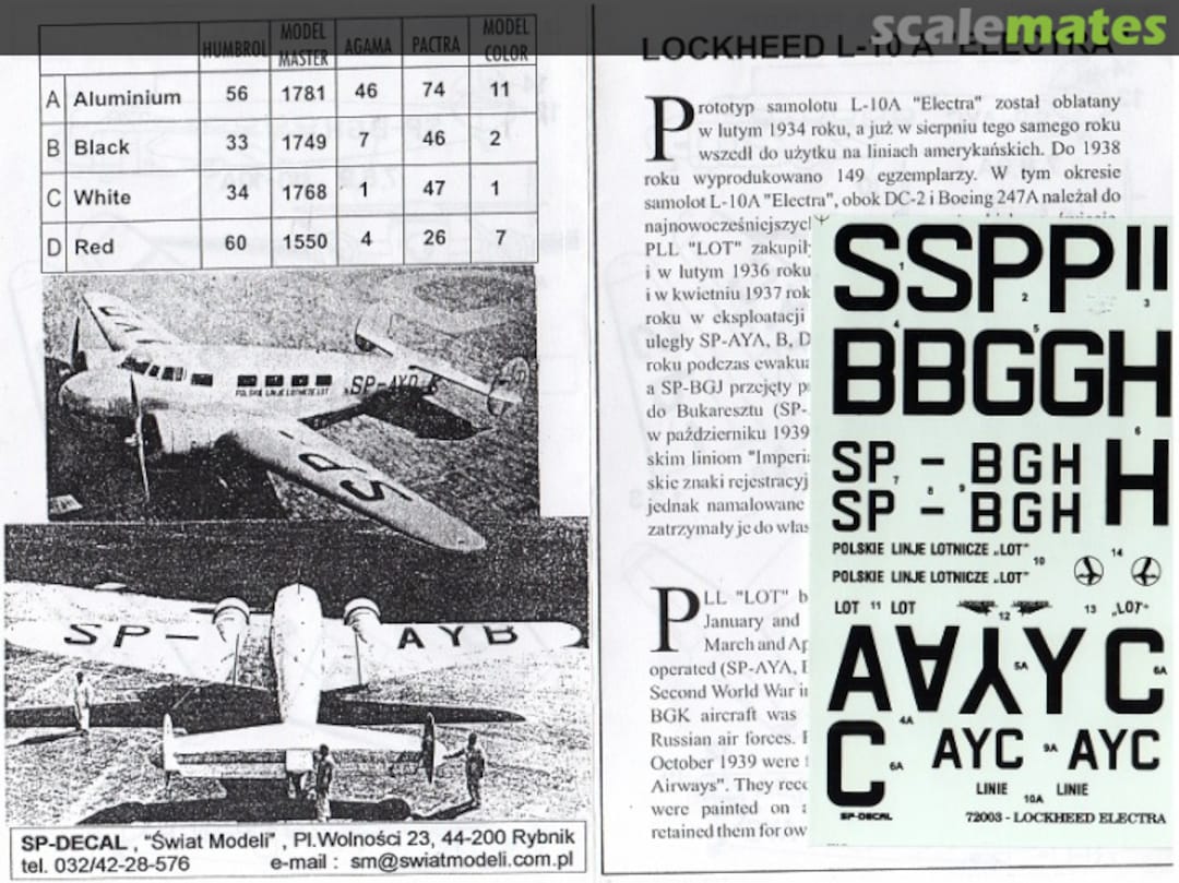 Boxart Lockheed L-10A "Electra" 72003 SP-Decal Boxart Lockheed L-10A "Electra" 72003 SP-Decal