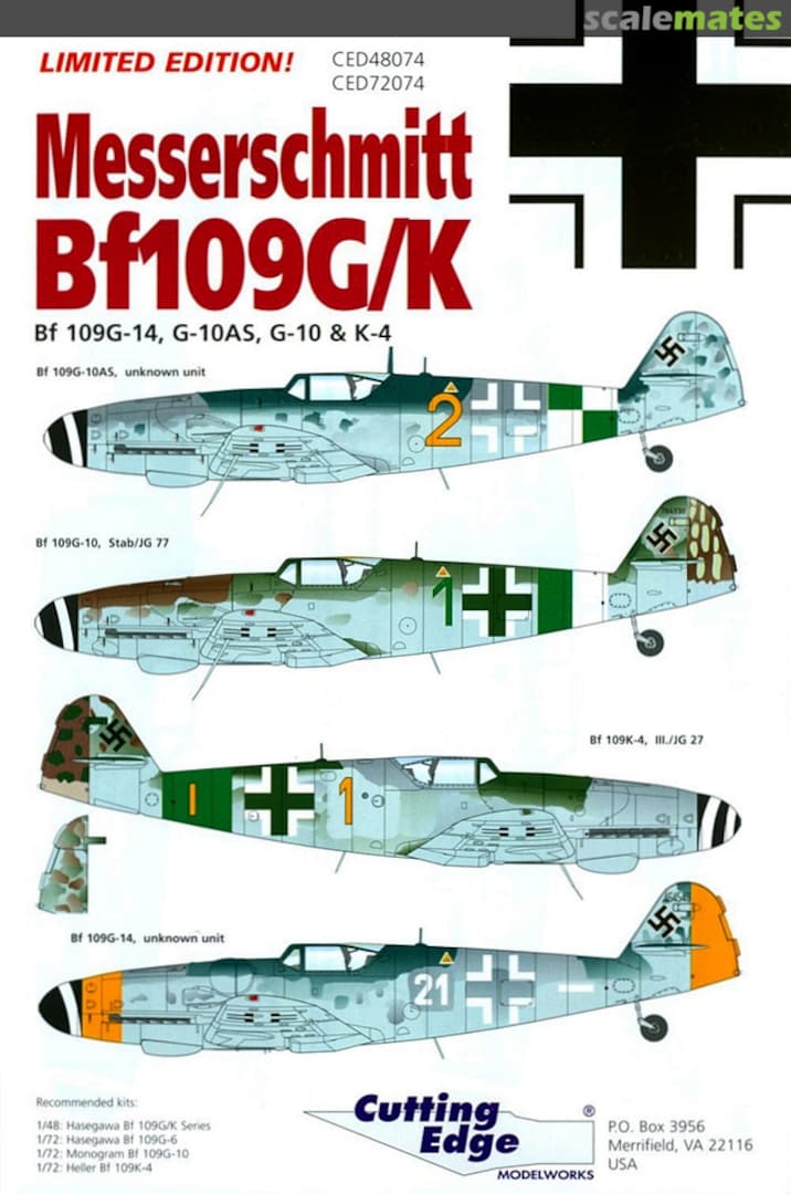 Boxart Messerschmitt Bf 109G/K CED48074 Cutting Edge Modelworks