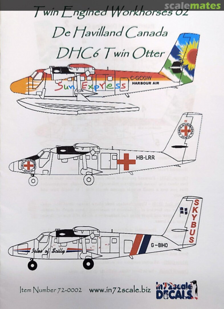Boxart Twin Engined Workhorses 02 De Havilland Canada DHC6 Twin Otter 72-0002 In72scale Decals Boxart Twin Engined Workhorses 02 De Havilland Canada DHC6 Twin Otter 72-0002 In72scale Decals