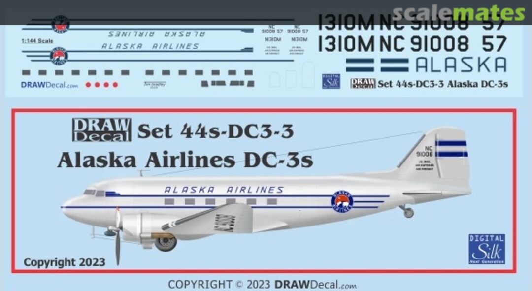 Boxart Alaska Airlines DC-3s 44-DC3-3 Draw Decal