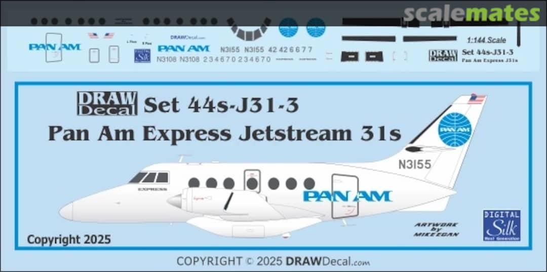 Boxart Pan Am Express Jetstream 31s 44-J31-3 Draw Decal Boxart Pan Am Express Jetstream 31s 44-J31-3 Draw Decal