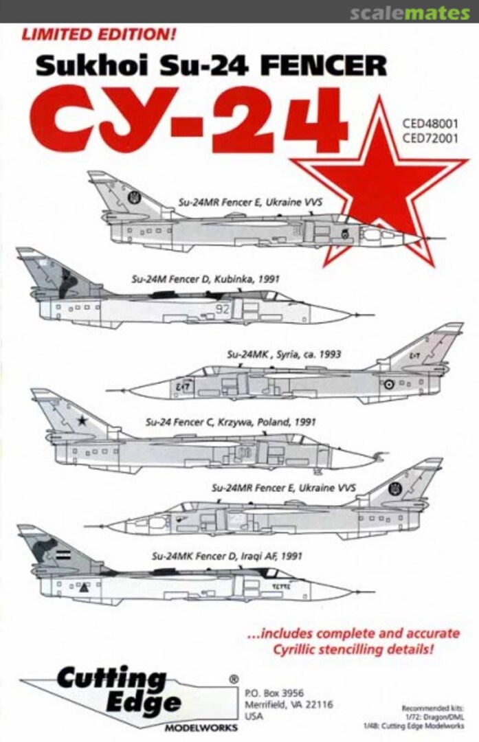 Boxart Sukhoi Su-24 Fencer CED72001 Cutting Edge Modelworks Boxart Sukhoi Su-24 Fencer CED72001 Cutting Edge Modelworks
