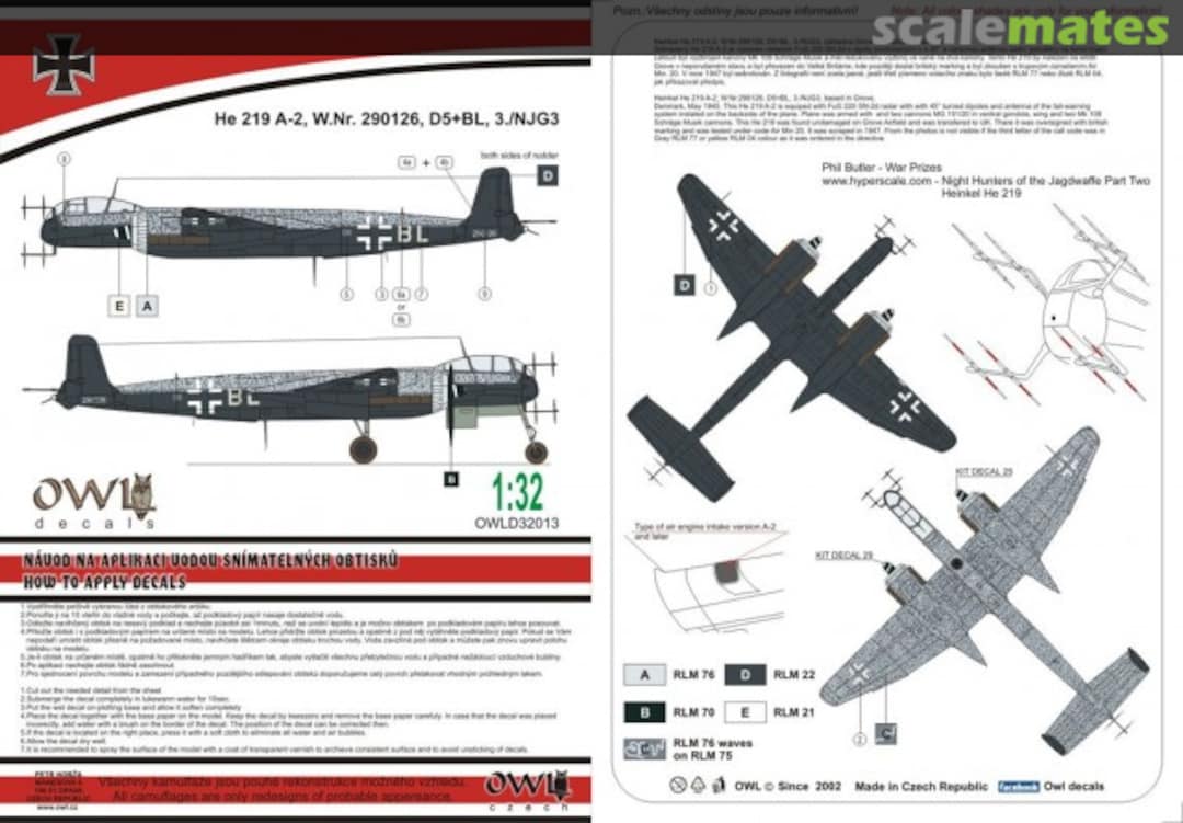 Boxart He 219 A-2, W.Nr. 290126, D5+BL, 3. NJG 3 D32013 OWL Boxart He 219 A-2, W.Nr. 290126, D5+BL, 3. NJG 3 D32013 OWL