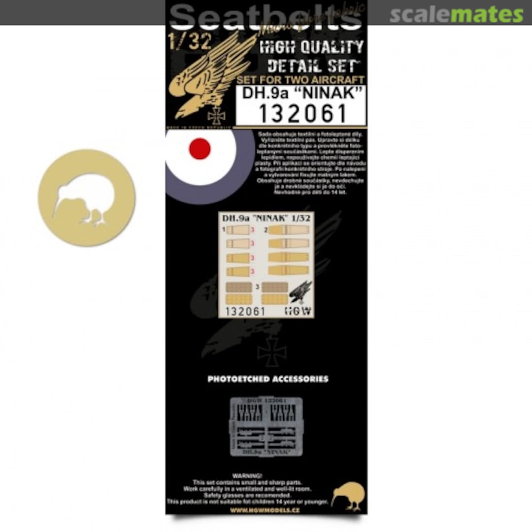 Boxart Airco DH.9a "Ninak" - Fabric Seatbelts 132061 HGW Models Boxart Airco DH.9a "Ninak" - Fabric Seatbelts 132061 HGW Models