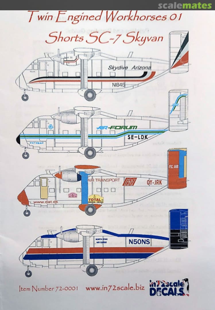 Boxart Twin Engined Workhorses 01 Shorts SC-7 Skyvan 72-0001 In72scale Decals Boxart Twin Engined Workhorses 01 Shorts SC-7 Skyvan 72-0001 In72scale Decals