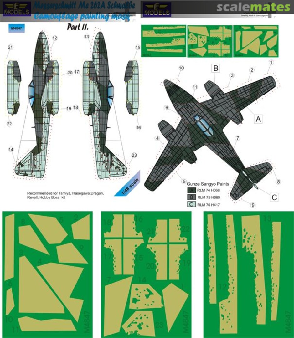 Boxart Me 262A Schwalbe - Pt.2 Camouflage Painting Mask M4847 LF Models Boxart Me 262A Schwalbe - Pt.2 Camouflage Painting Mask M4847 LF Models