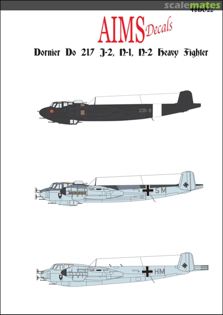 Boxart Dornier Do 217 J-2, N-1, N2 Heavy Fighter 48D022 AIMS Boxart Dornier Do 217 J-2, N-1, N2 Heavy Fighter 48D022 AIMS